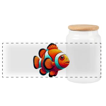 Clownfisch - Panorama Keksdose mit Holzdeckel - Weiß - Vorne