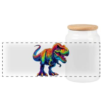 Dinosaurier - Panorama Keksdose mit Holzdeckel - Weiß - Vorne