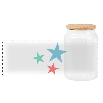 STAR. CHRISTMAS. MERRY CHRISTMAS. MERRY CHRISTMAS - Panoramic Cookie Jar with Wooden Lid - white - Front