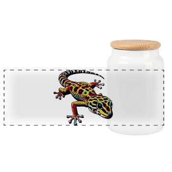 Gecko - Panoramic Cookie Jar with Wooden Lid - white - Front