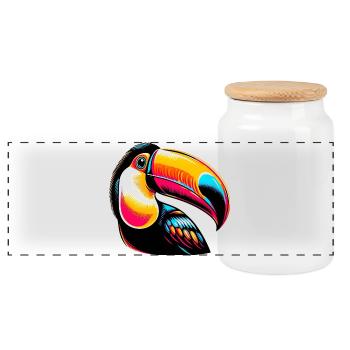 Toucan - Panoramic Cookie Jar with Wooden Lid - white - Front