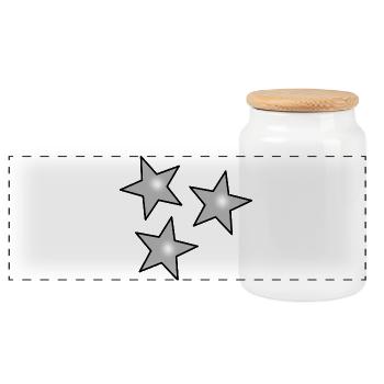 STAR. CHRISTMAS. MERRY CHRISTMAS. MERRY CHRISTMAS - Panoramic Cookie Jar with Wooden Lid - white - Front