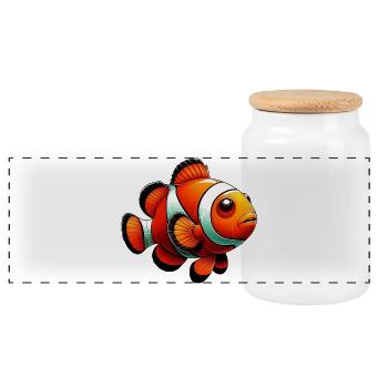 Clownfish - Panoramic Cookie Jar with Wooden Lid - white - Front