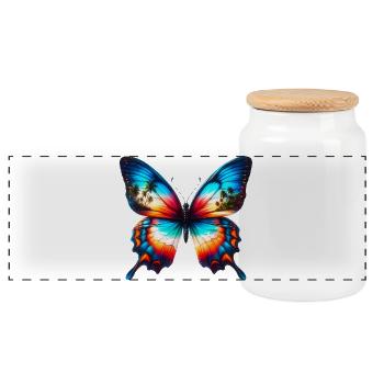 Papillon - Boîte à biscuits avec couvercle en bois - blanc - Devant
