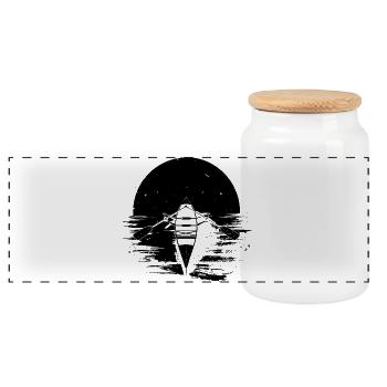 Dessin de bateau à rames - Boîte à biscuits avec couvercle en bois - blanc - Devant