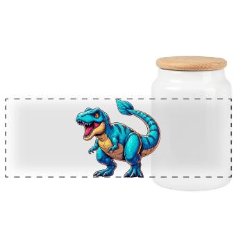 Dinosaurier - Panorama Keksdose mit Holzdeckel - Weiß - Vorne