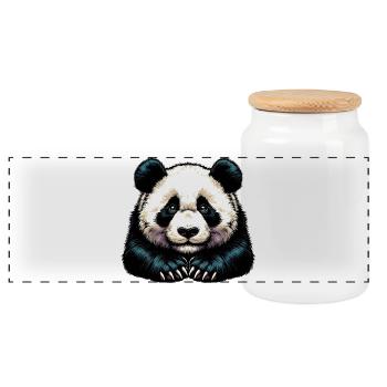Panda - Panoramic Cookie Jar with Wooden Lid - white - Front