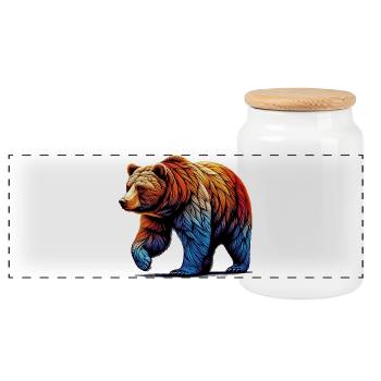 Ours - Boîte à biscuits avec couvercle en bois - blanc - Devant