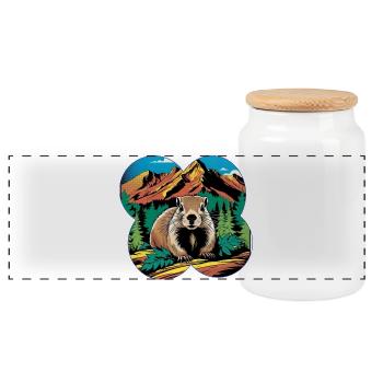 Marmotte - Boîte à biscuits avec couvercle en bois - blanc - Devant
