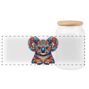 Koala - Panorama Keksdose mit Holzdeckel - Weiß - Vorne