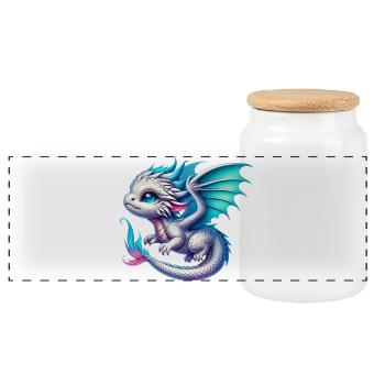 Dragon - Panoramic Cookie Jar with Wooden Lid - white - Front