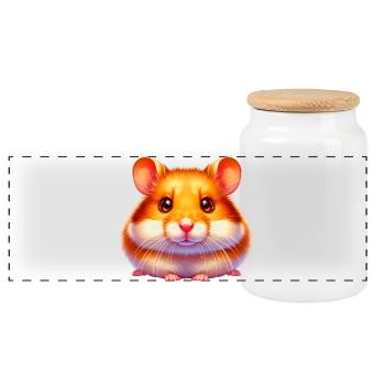 Hamster - Boîte à biscuits avec couvercle en bois - blanc - Devant