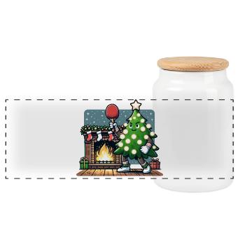 Table Tennis Christmas Tree Costume Christmas Tree - Panoramic Cookie Jar with Wooden Lid - white - Front