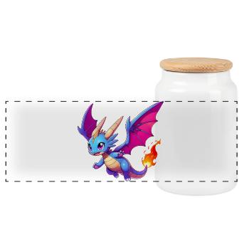 Drache - Panorama Keksdose mit Holzdeckel - Weiß - Vorne