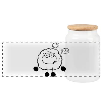 Moutons de course - Boîte à biscuits avec couvercle en bois - blanc - Devant