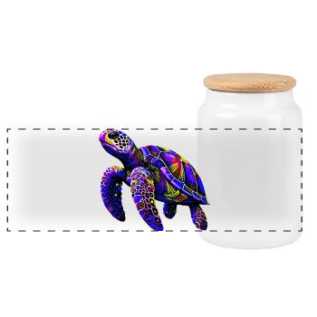 Tortue - Boîte à biscuits avec couvercle en bois - blanc - Devant