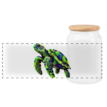 Tortue - Boîte à biscuits avec couvercle en bois - blanc - Devant