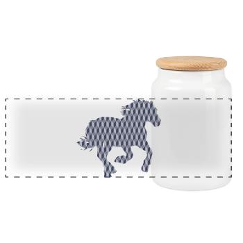 CHEVAL. POULE. COQ. ANIMAL. OISEAU. LICORNE. CONTE - Boîte à biscuits avec couvercle en bois - blanc - Devant
