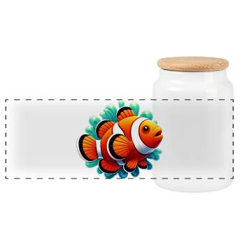 Clownfisch - Panorama Keksdose mit Holzdeckel - Weiß - Vorne