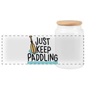 Just Keep Paddling - Panoramic Cookie Jar with Wooden Lid - white - Front