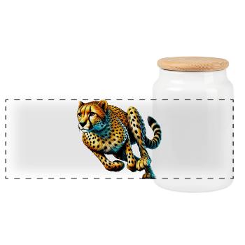 Guépard - Boîte à biscuits avec couvercle en bois - blanc - Devant