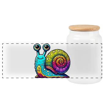 Schnecke - Panorama Keksdose mit Holzdeckel - Weiß - Vorne
