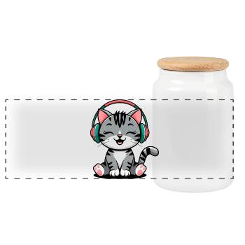 Conception de clé de chat de musique pour les musiciens et les musiciens - Boîte à biscuits avec couvercle en bois - blanc - Devant