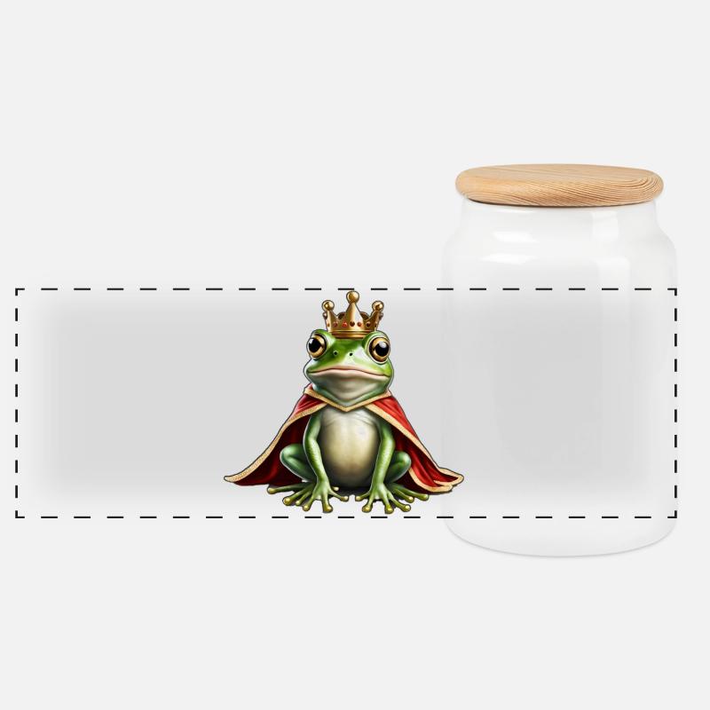 Der Froschkönig - Panorama Keksdose mit Holzdeckel - Weiß