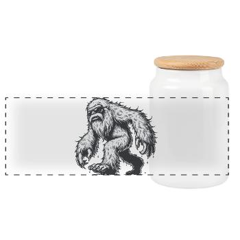 Yéti - Boîte à biscuits avec couvercle en bois - blanc - Devant