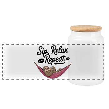 Sirotez, détendez-vous, répétez - Boîte à biscuits avec couvercle en bois - blanc - Devant