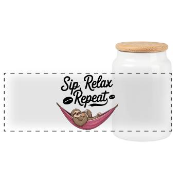 Sirotez, détendez-vous, répétez - Boîte à biscuits avec couvercle en bois - blanc - Devant
