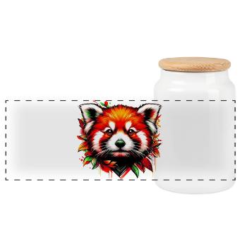 Kleiner Panda - Panorama Keksdose mit Holzdeckel - Weiß - Vorne