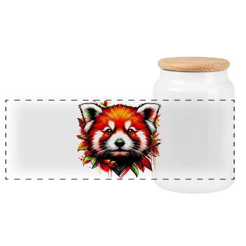 Kleiner Panda - Panorama Keksdose mit Holzdeckel - Weiß - Vorne