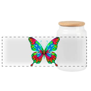 Papillon - Boîte à biscuits avec couvercle en bois - blanc - Devant