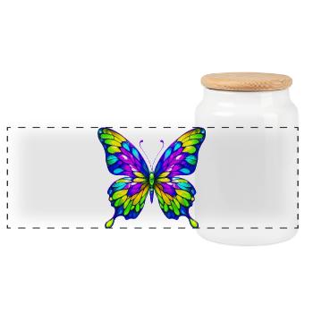 Schmetterling - Panorama Keksdose mit Holzdeckel - Weiß - Vorne