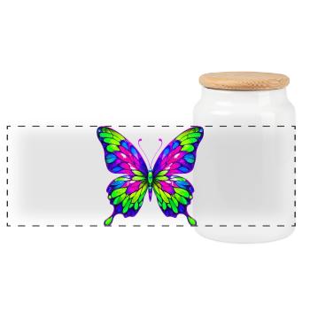 Schmetterling - Panorama Keksdose mit Holzdeckel - Weiß - Vorne