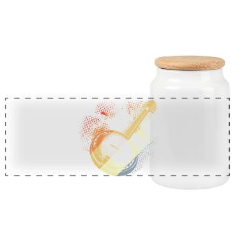 Banjo Dessin Rétro - Boîte à biscuits avec couvercle en bois - blanc - Devant
