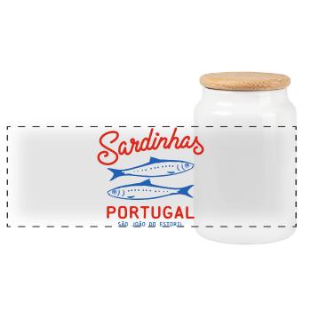 Sardines Sardinhas en conserve Portugal - Boîte à biscuits avec couvercle en bois - blanc - Devant