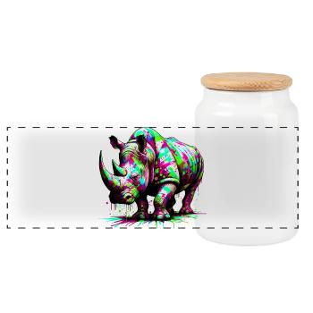 Nashorn - Panorama Keksdose mit Holzdeckel - Weiß - Vorne