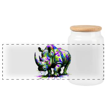 Nashorn - Panorama Keksdose mit Holzdeckel - Weiß - Vorne
