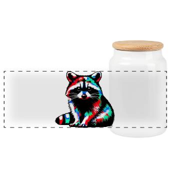 Raton laveur - Boîte à biscuits avec couvercle en bois - blanc - Devant