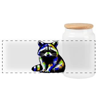 Raton laveur - Boîte à biscuits avec couvercle en bois - blanc - Devant