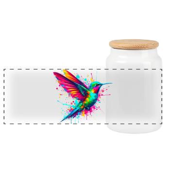 Hummingbird - Panoramic Cookie Jar with Wooden Lid - white - Front