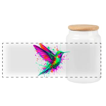 Hummingbird - Panoramic Cookie Jar with Wooden Lid - white - Front