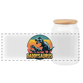 Daddysaurus - Boîte à biscuits avec couvercle en bois - blanc - Devant