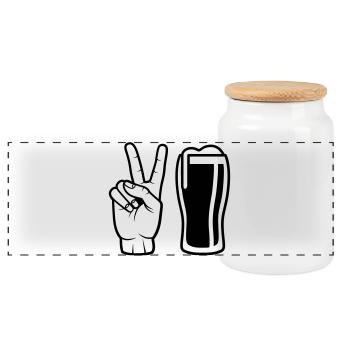 Order beer - Panoramic Cookie Jar with Wooden Lid - white - Front