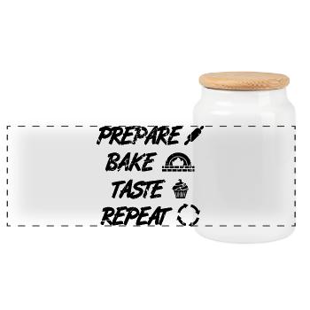 Citation amusante sur la pâtisserie - Boîte à biscuits avec couvercle en bois - blanc - Devant
