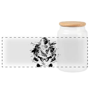 Gamer - Panoramic Cookie Jar with Wooden Lid - white - Front