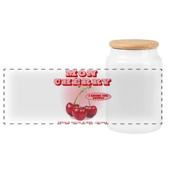 Mon Cherry Love - Boîte à biscuits avec couvercle en bois - blanc - Devant