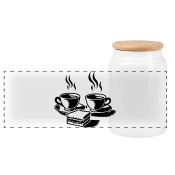 Pause-café - Boîte à biscuits avec couvercle en bois - blanc - Devant